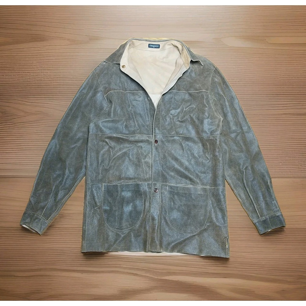 Gianpietro Italy Reversible Brown Leather Chore Jacket Shacket Coat Size Small‎